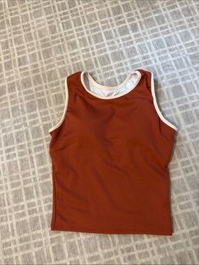 Geode Women Swim Small NWT RustRibbed Tank Swim Top